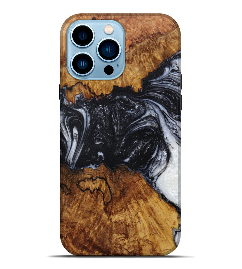 iPhone 14 Pro Max Wood+Resin Live Edge Phone Case - Marylynn (Black & White, 589839)