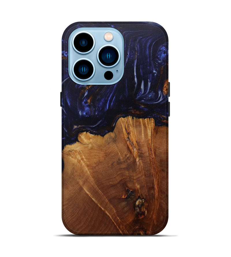 iPhone 14 Pro Wood+Resin Live Edge Phone Case - Torey (Dark Blue, 585579)