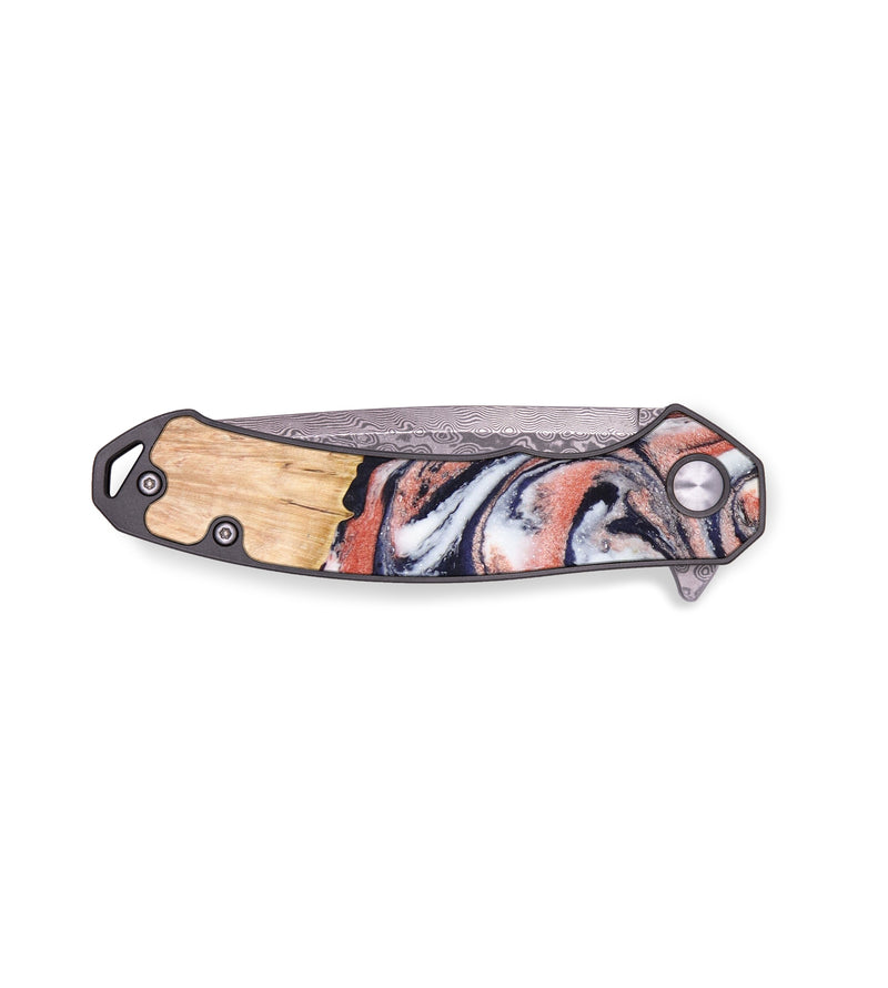 EDC Wood+Resin Pocket Knife - Finnegan (Black & White, 636494)
