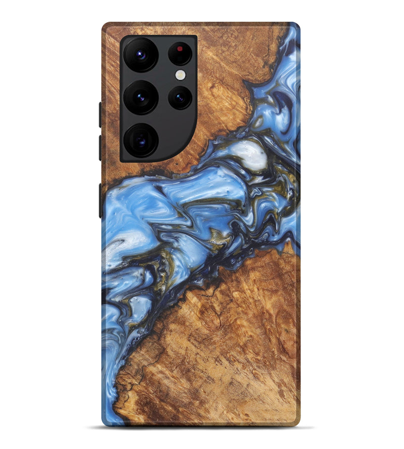 Galaxy S22 Ultra Wood+Resin Live Edge Phone Case - Reinhold (Light Blue, 579120)