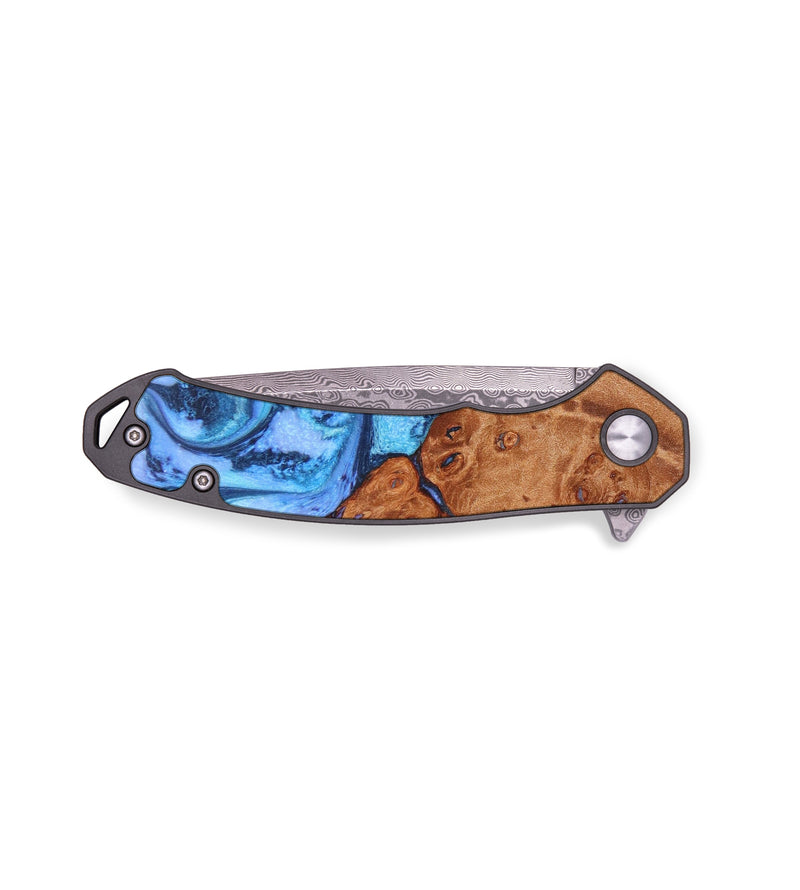 EDC Wood+Resin Pocket Knife - Alayna (Blue, 636467)