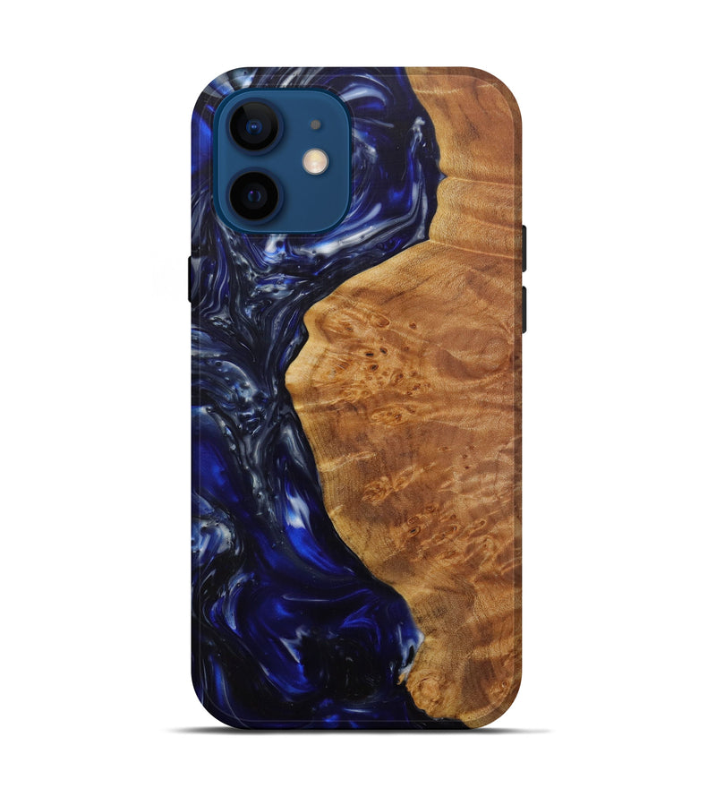 iPhone 12 Wood+Resin Live Edge Phone Case - Leandra (Dark Blue, 571508)
