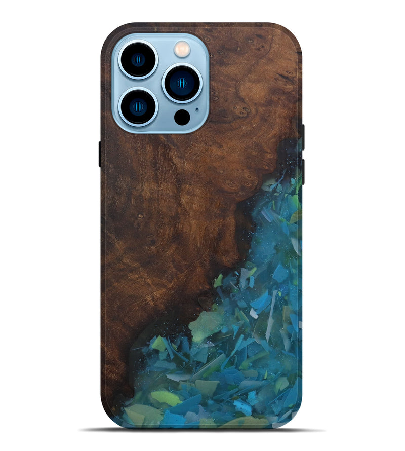 iPhone 14 Pro Max Wood+Resin Live Edge Phone Case - Nelda (Confetti, 584068)