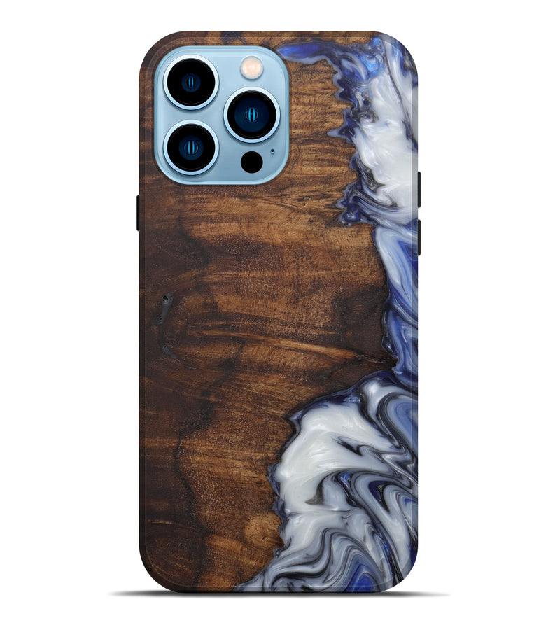 iPhone 14 Pro Max Wood+Resin Live Edge Phone Case - Aurea (Black & White, 588666)