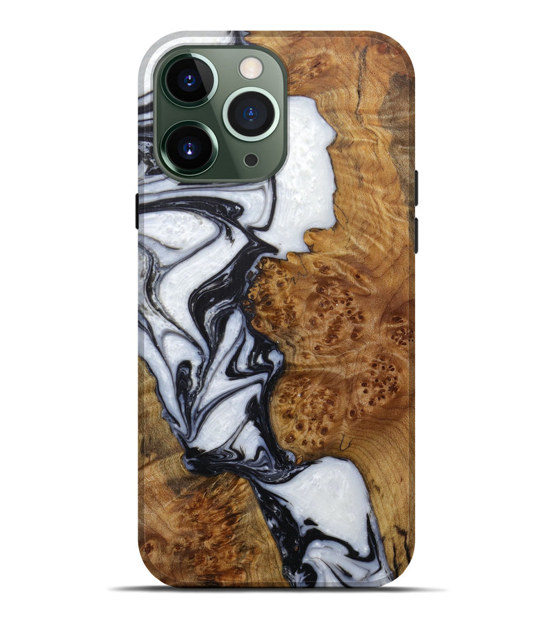 iPhone 13 Pro Max Wood+Resin Live Edge Phone Case - Ame (Black & White, 589843)