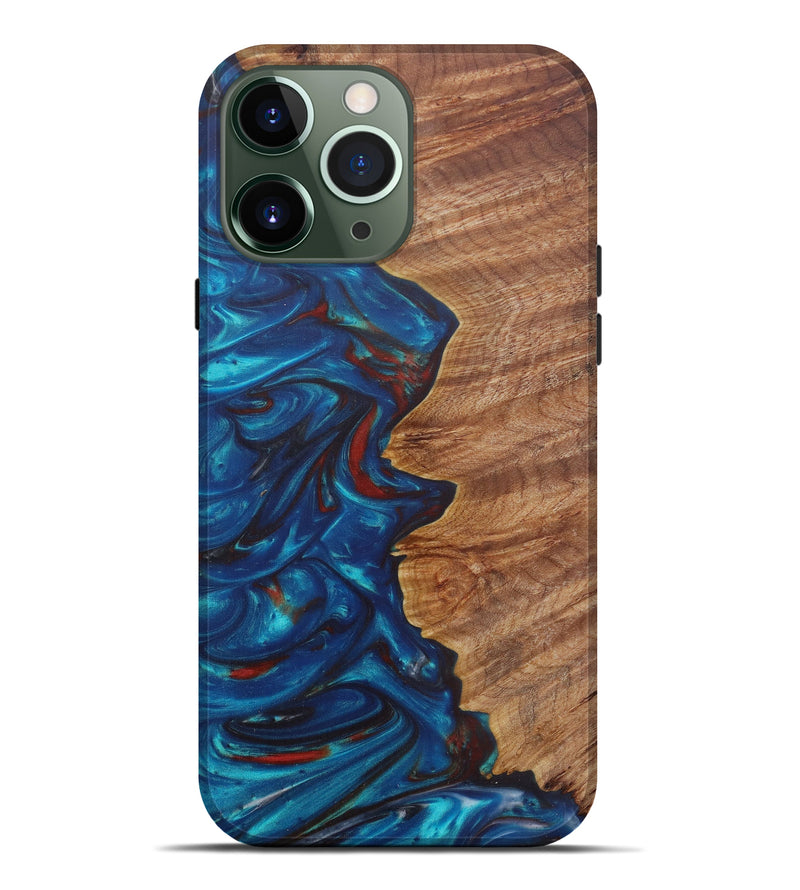 iPhone 13 Pro Max Wood+Resin Live Edge Phone Case - Daya (Light Blue, 582868)
