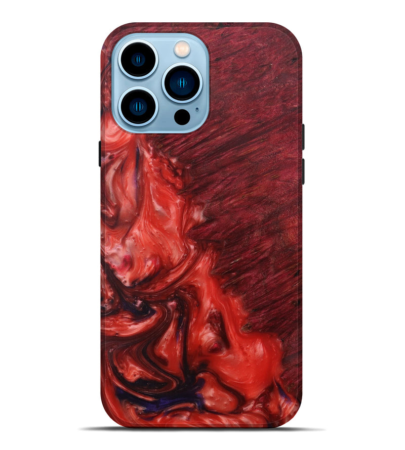 iPhone 14 Pro Max Wood+Resin Live Edge Phone Case - Gustie (Dark Red, 582800)