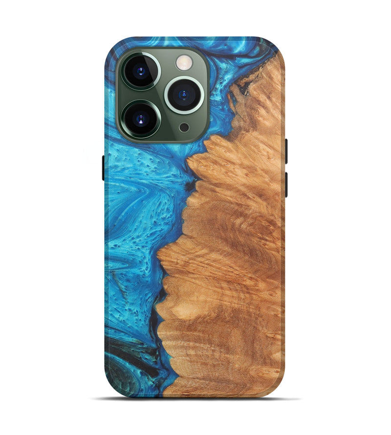 iPhone 13 Pro Wood+Resin Live Edge Phone Case - Amie (Light Blue, 579119)