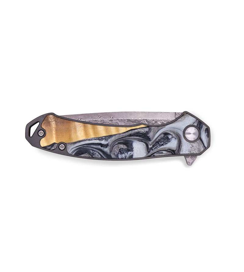 EDC Wood+Resin Pocket Knife - Michael (Black & White, 640341)