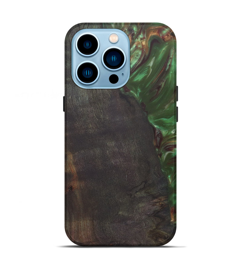 iPhone 14 Pro Wood+Resin Live Edge Phone Case - Brant (Dark Green, 581703)