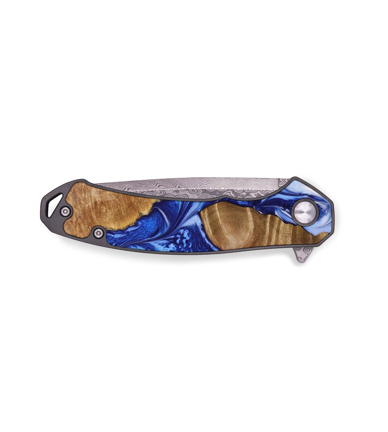 EDC Wood+Resin Pocket Knife - Evelyn (Blue, 641485)