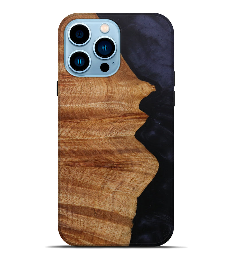 iPhone 14 Pro Max Wood+Resin Live Edge Phone Case - Gail (Pure Black, 619605)