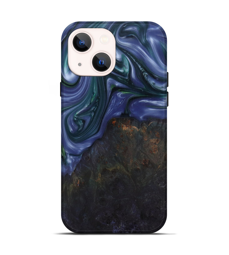 iPhone 13 Wood+Resin Live Edge Phone Case - Margery (Light Blue, 573578)