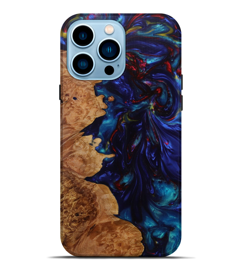 iPhone 14 Pro Max Wood+Resin Live Edge Phone Case - Team (Dark Blue, 584083)