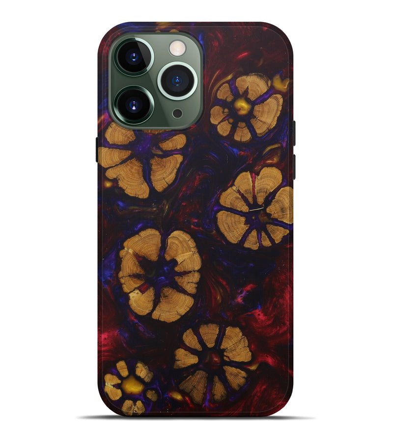 iPhone 13 Pro Max Wood+Resin Live Edge Phone Case - Svr (Dark Red, 580090)