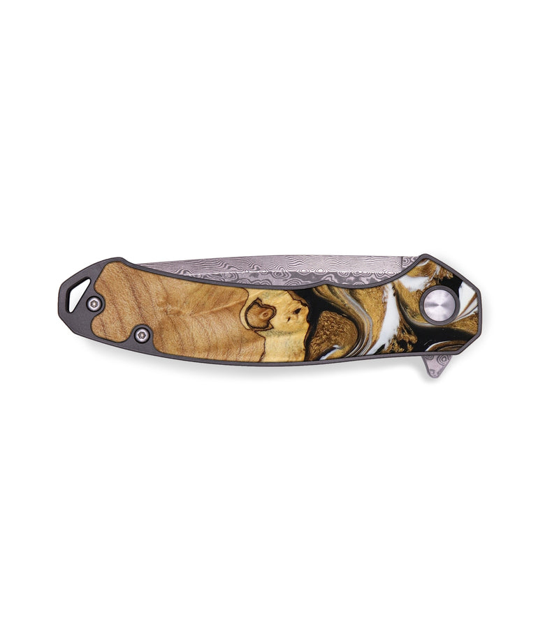 EDC Wood+Resin Pocket Knife - Matthew (Black & White, 643087)