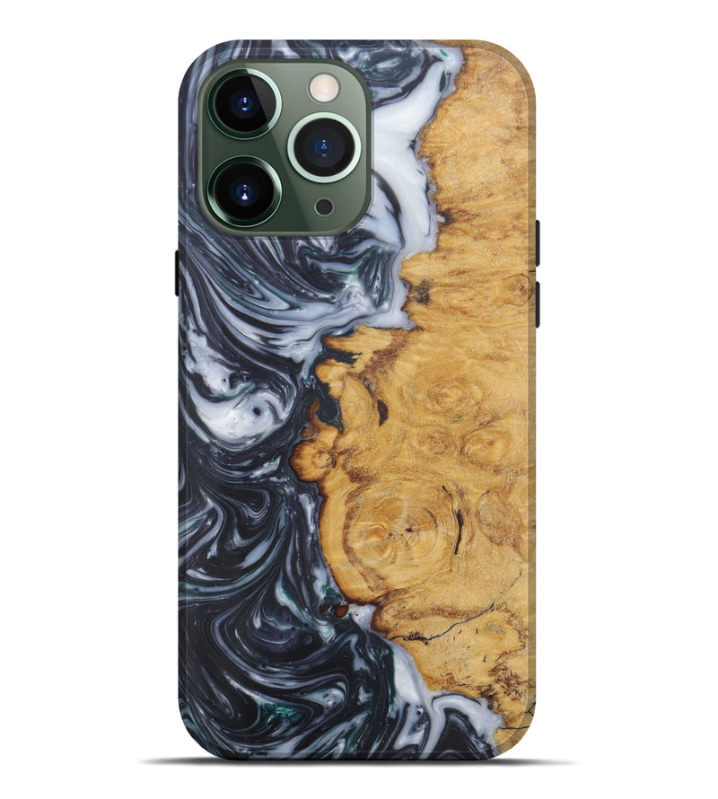 iPhone 13 Pro Max Wood+Resin Live Edge Phone Case - Rosabella (Black & White, 577479)
