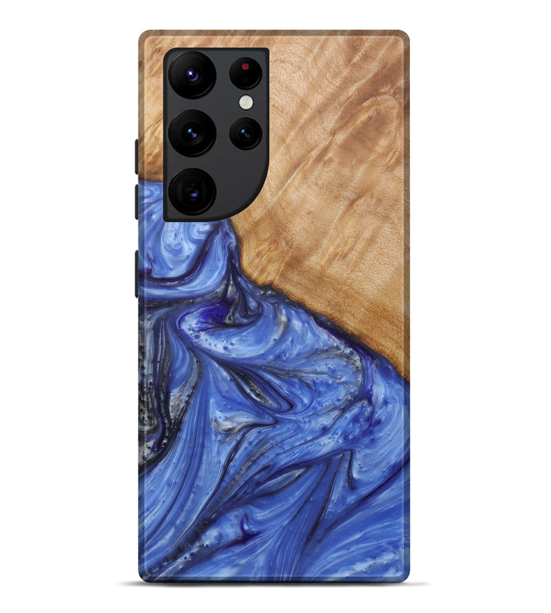 Galaxy S22 Ultra Wood+Resin Live Edge Phone Case - Darlleen (Light Blue, 588664)