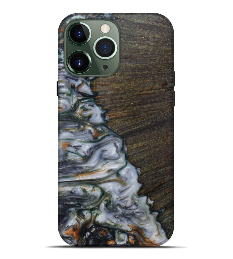 iPhone 13 Pro Max Wood+Resin Live Edge Phone Case - Geraldine (Dark Green, 586083)