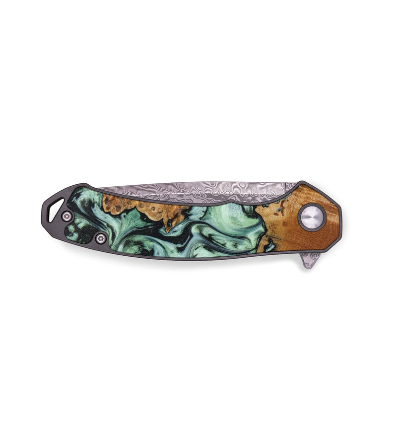 EDC Wood+Resin Pocket Knife - Angela (Green, 643094)