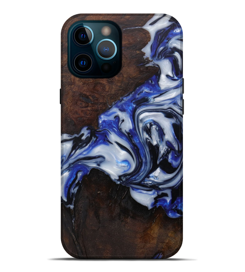 iPhone 12 Pro Max Wood+Resin Live Edge Phone Case - Eugine (Black & White, 582861)