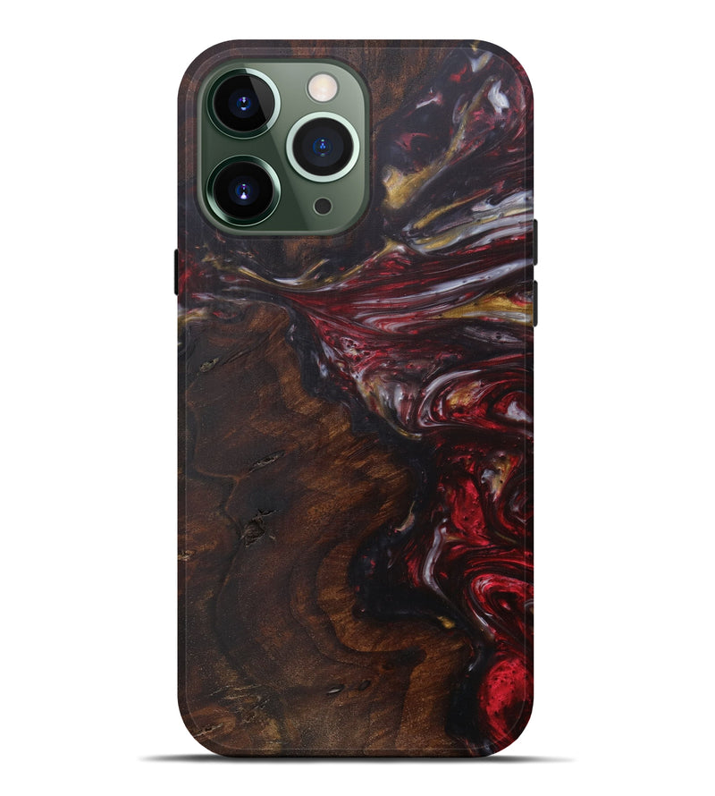 iPhone 13 Pro Max Wood+Resin Live Edge Phone Case - Melba (Dark Red, 571526)
