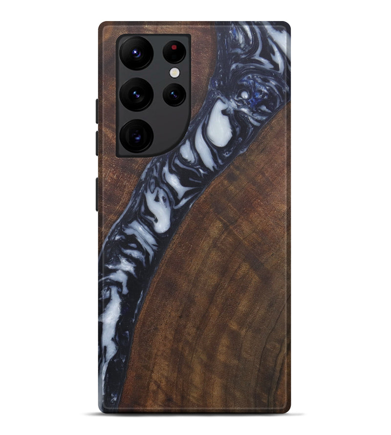 Galaxy S22 Ultra Wood+Resin Live Edge Phone Case - Rosa (Black & White, 576809)