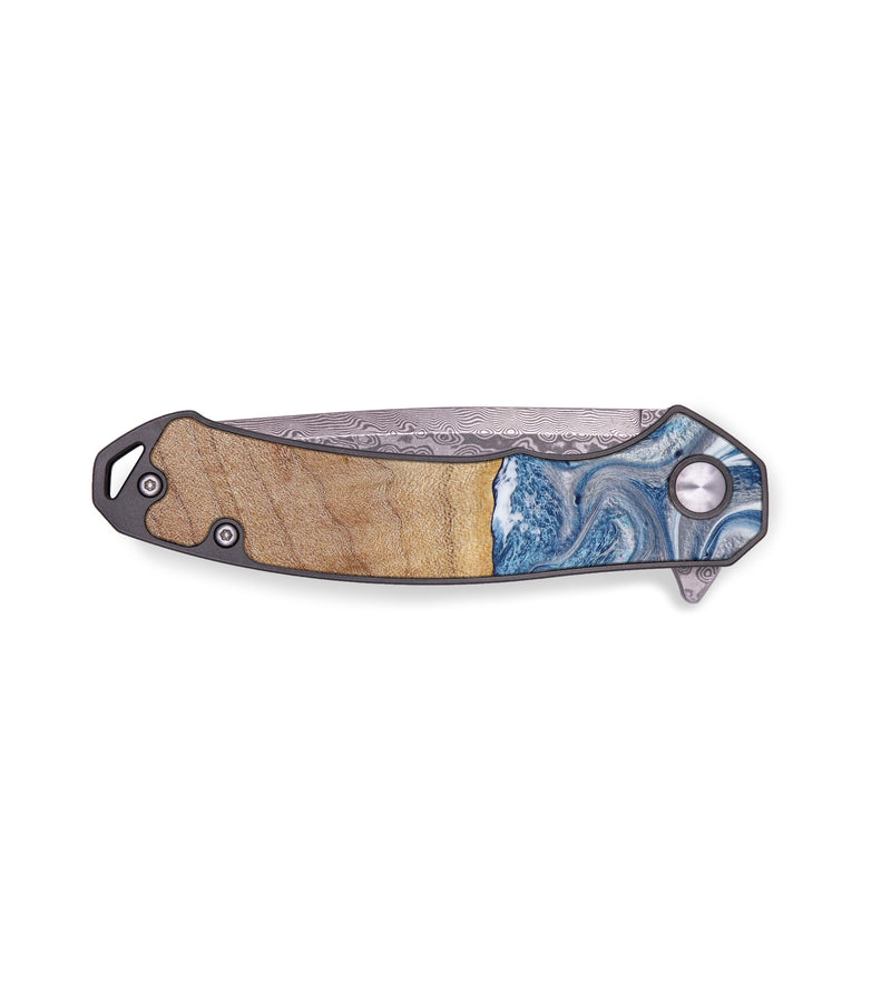 EDC Wood+Resin Pocket Knife - Tyson (Blue, 641871)