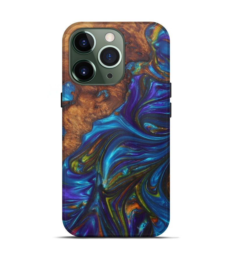 iPhone 13 Pro Wood+Resin Live Edge Phone Case - Lino (Light Blue, 586725)