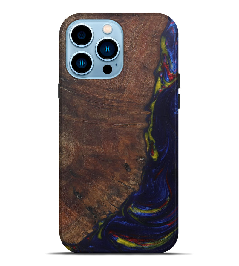 iPhone 14 Pro Max Wood+Resin Live Edge Phone Case - Vikas (Dark Blue, 581729)