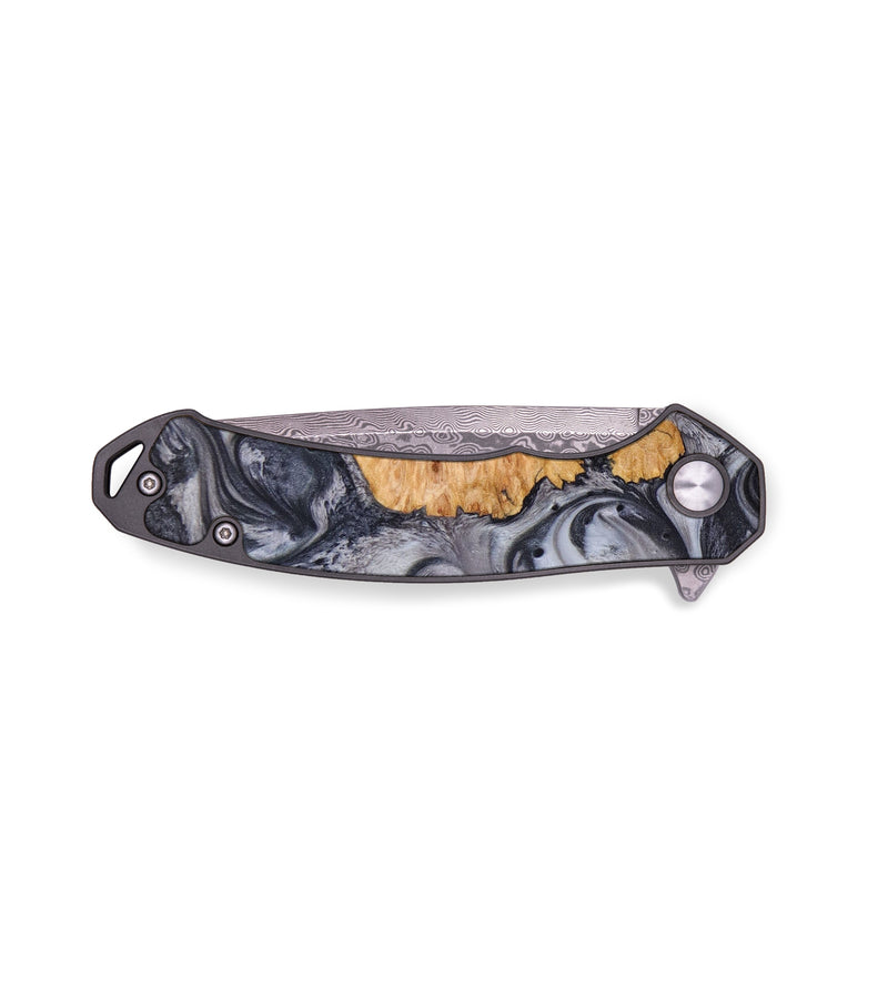 EDC Wood+Resin Pocket Knife - Adonis (Black & White, 640335)