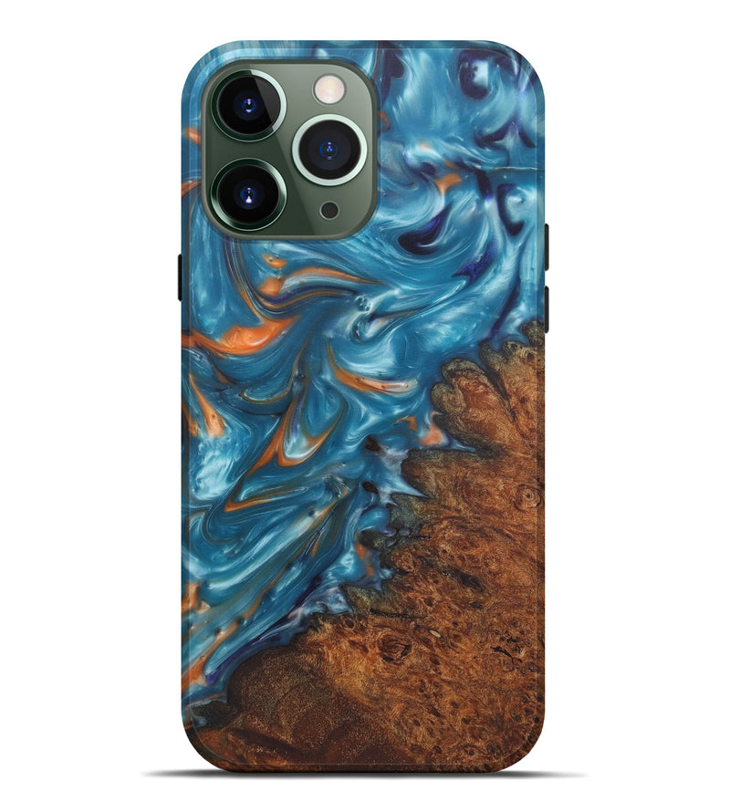 iPhone 13 Pro Max Wood+Resin Live Edge Phone Case - Dolli (Light Blue, 579134)