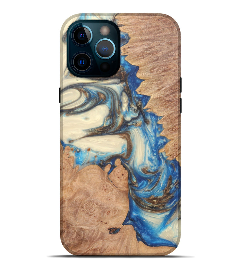 iPhone 12 Pro Max Wood+Resin Live Edge Phone Case - Russ (Light Blue, 579118)