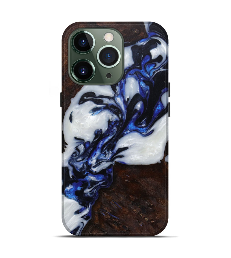 iPhone 13 Pro Wood+Resin Live Edge Phone Case - Nataly (Black & White, 582860)