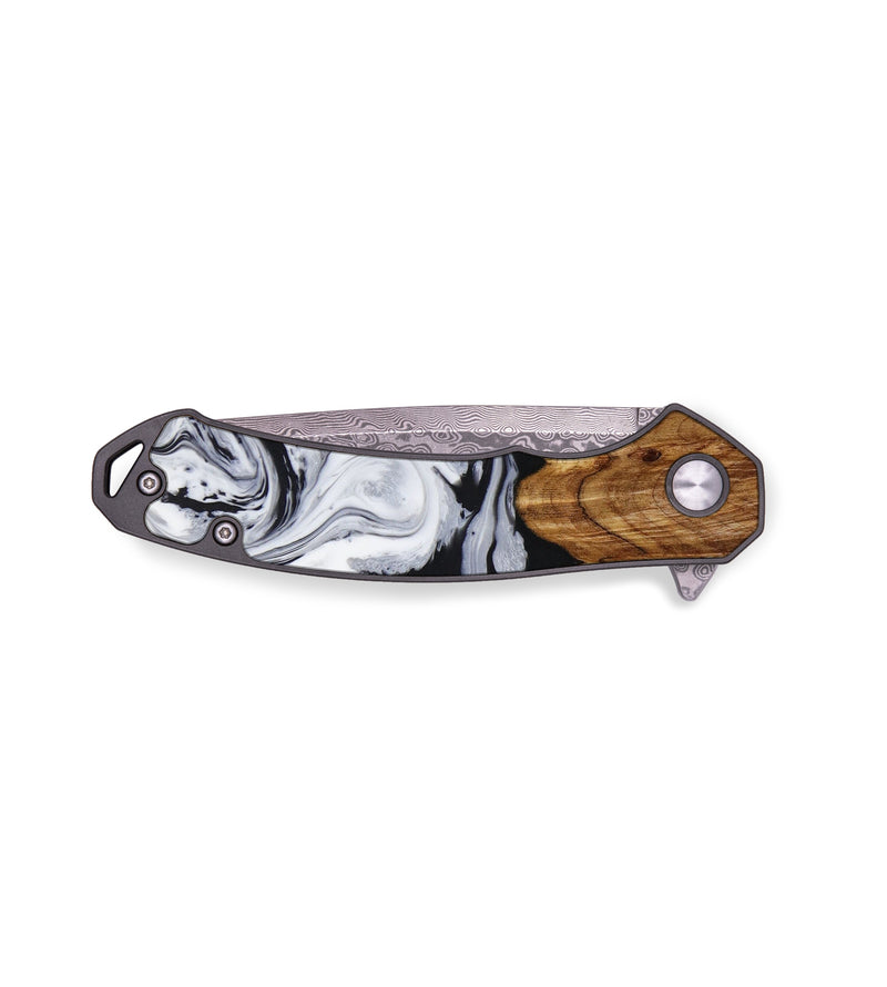 EDC Wood+Resin Pocket Knife - Dewey (Black & White, 643083)