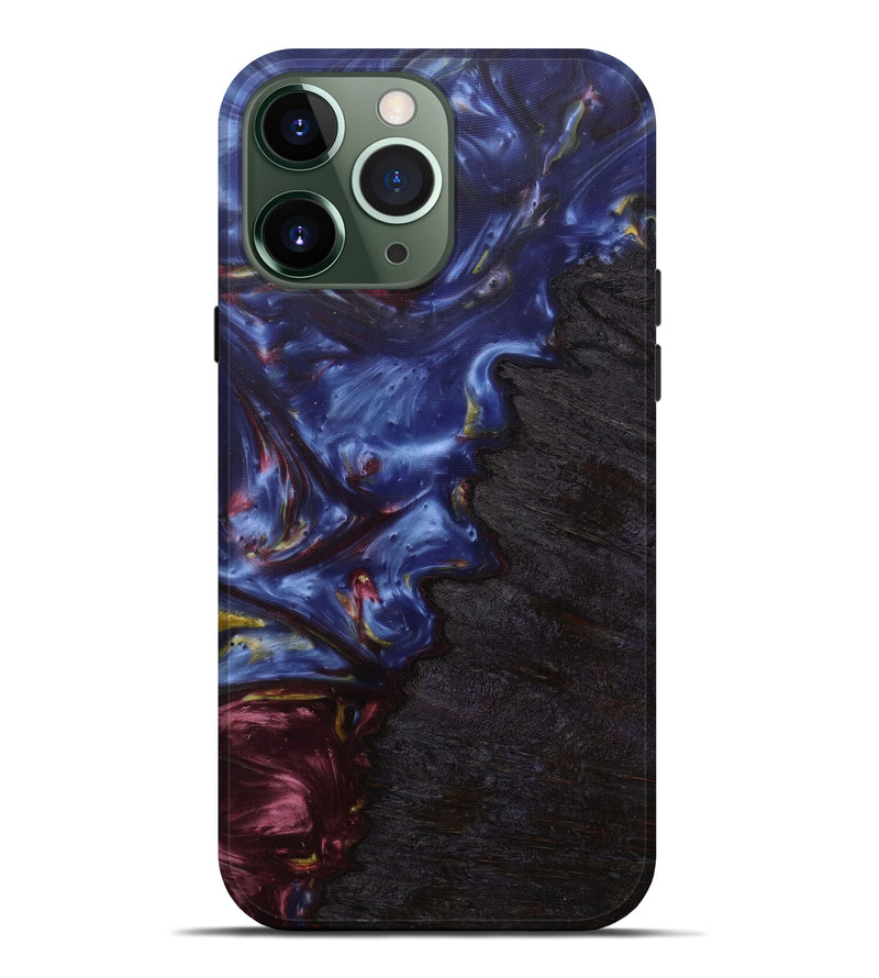 iPhone 13 Pro Max Wood+Resin Live Edge Phone Case - Cornelis (Dark Blue, 590038)