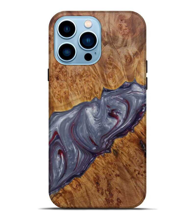 iPhone 14 Pro Max Wood+Resin Live Edge Phone Case - Arleen (Metallic, 584088)