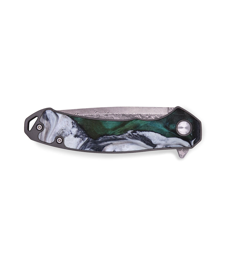 EDC Wood+Resin Pocket Knife - Damien (Black & White, 640339)