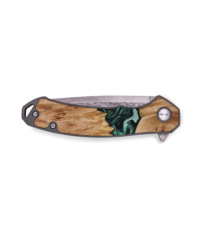 EDC Wood+Resin Pocket Knife - Myles (Green, 641888)