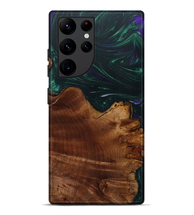 Galaxy S22 Ultra Wood+Resin Live Edge Phone Case - Jere (Dark Green, 585215)