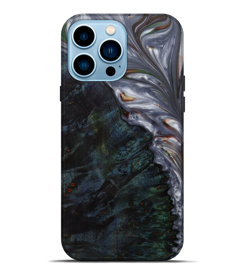 iPhone 14 Pro Max Wood+Resin Live Edge Phone Case - Henrie (Metallic, 585201)