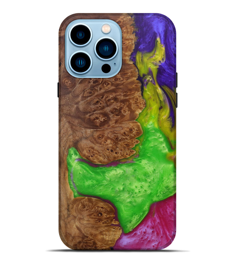 iPhone 14 Pro Max Wood+Resin Live Edge Phone Case - Ainslie (Dark Green, 586311)
