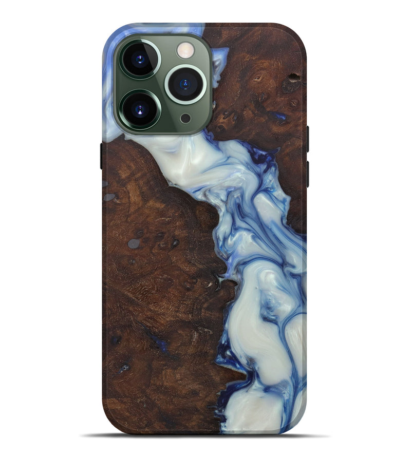 iPhone 13 Pro Max Wood+Resin Live Edge Phone Case - Lil (Light Blue, 582870)