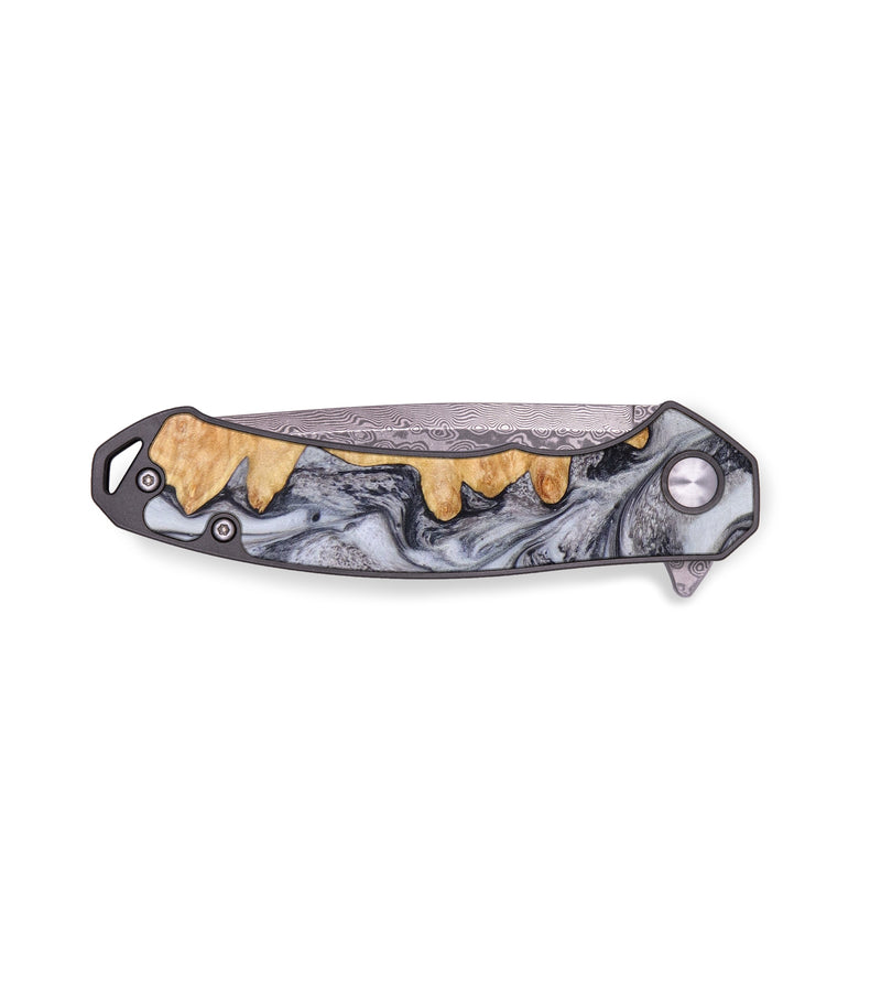 EDC Wood+Resin Pocket Knife - Ophelia (Black & White, 640338)