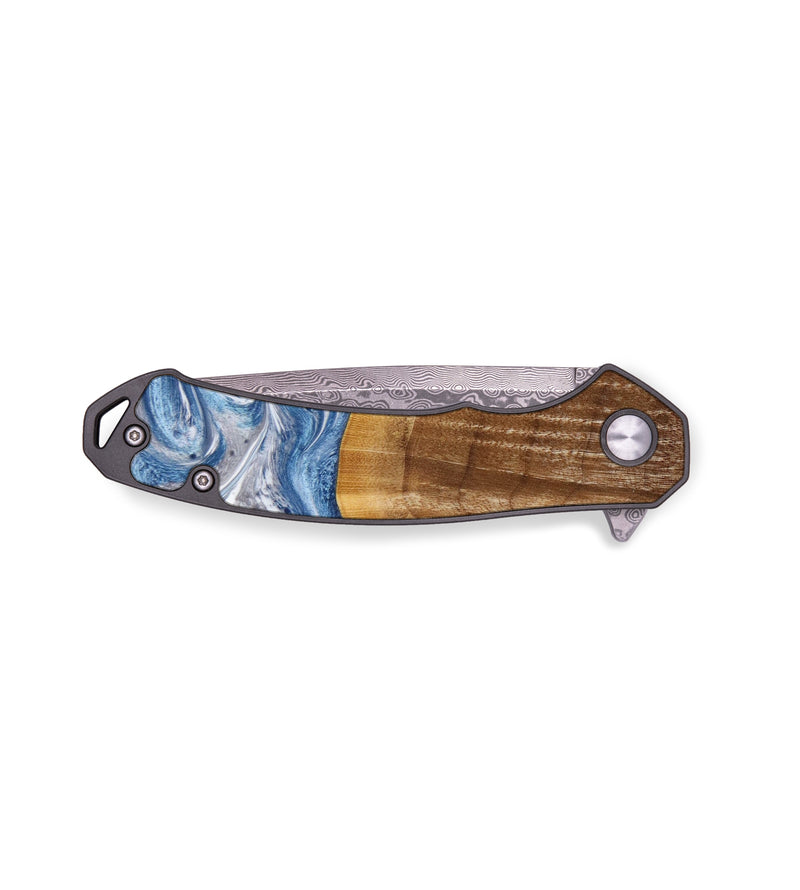 EDC Wood+Resin Pocket Knife - Cathleen (Blue, 641879)
