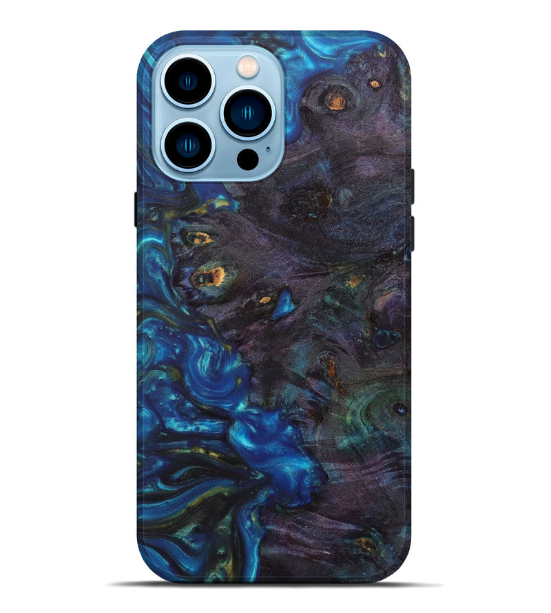 iPhone 14 Pro Max Wood+Resin Live Edge Phone Case - Lynelle (Blue, 633524)