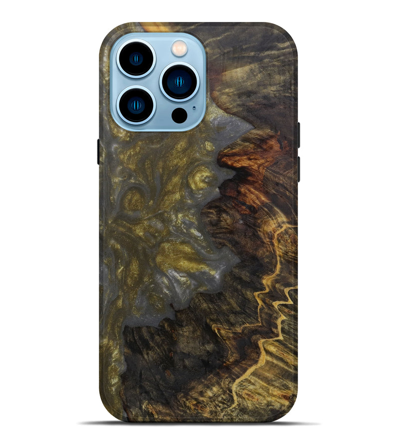 iPhone 14 Pro Max Wood+Resin Live Edge Phone Case - Digby (Metallic, 585242)