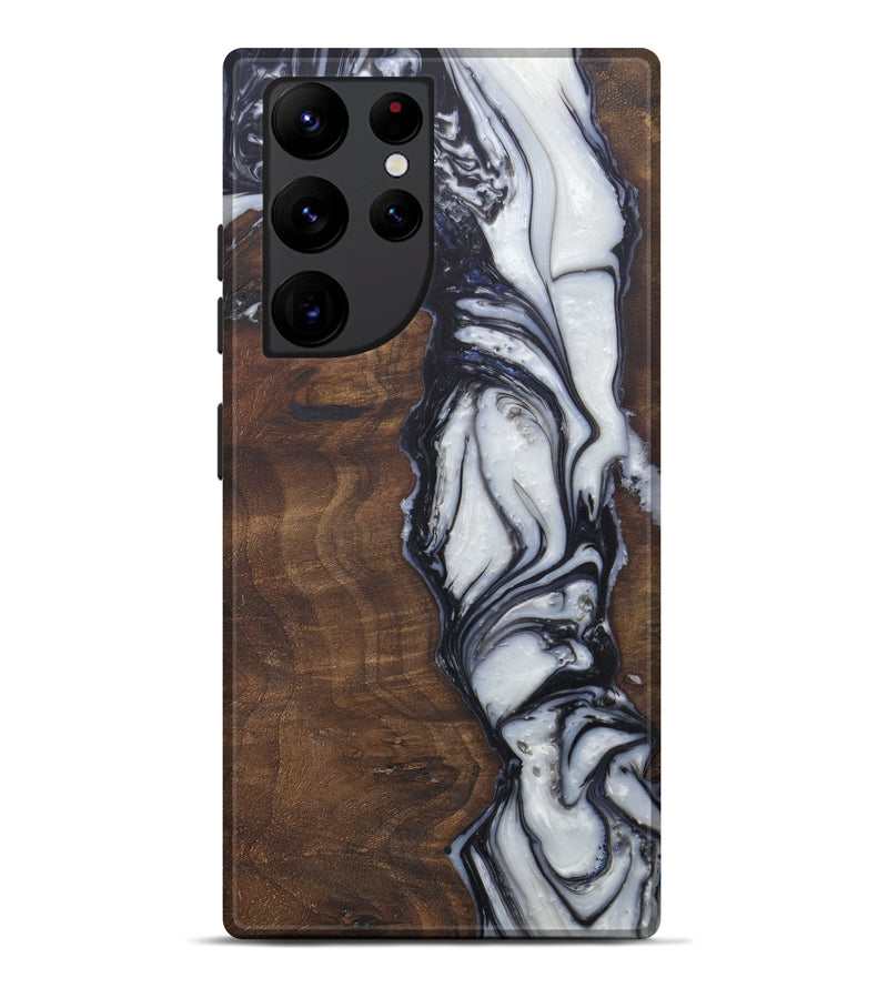 Galaxy S22 Ultra Wood+Resin Live Edge Phone Case - Idelle (Black & White, 588648)