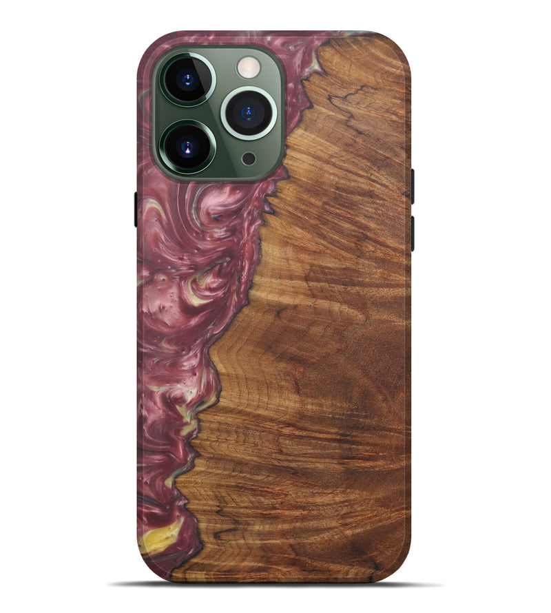 iPhone 13 Pro Max Wood+Resin Live Edge Phone Case - Zofia (Dark Red, 576771)