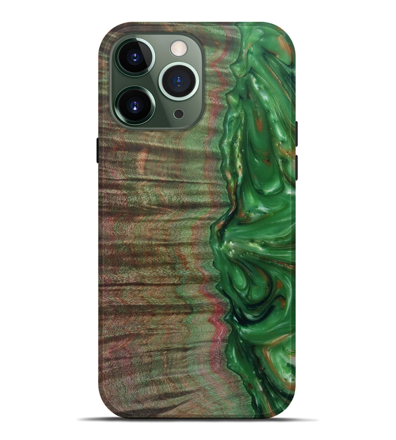 iPhone 13 Pro Max Wood+Resin Live Edge Phone Case - Etienne (Dark Green, 571491)